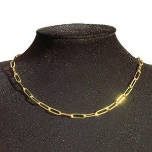 14K Gold Paper Clip Chain Necklace Womens Silver Jewelry 14 Karat 18" Paperclip